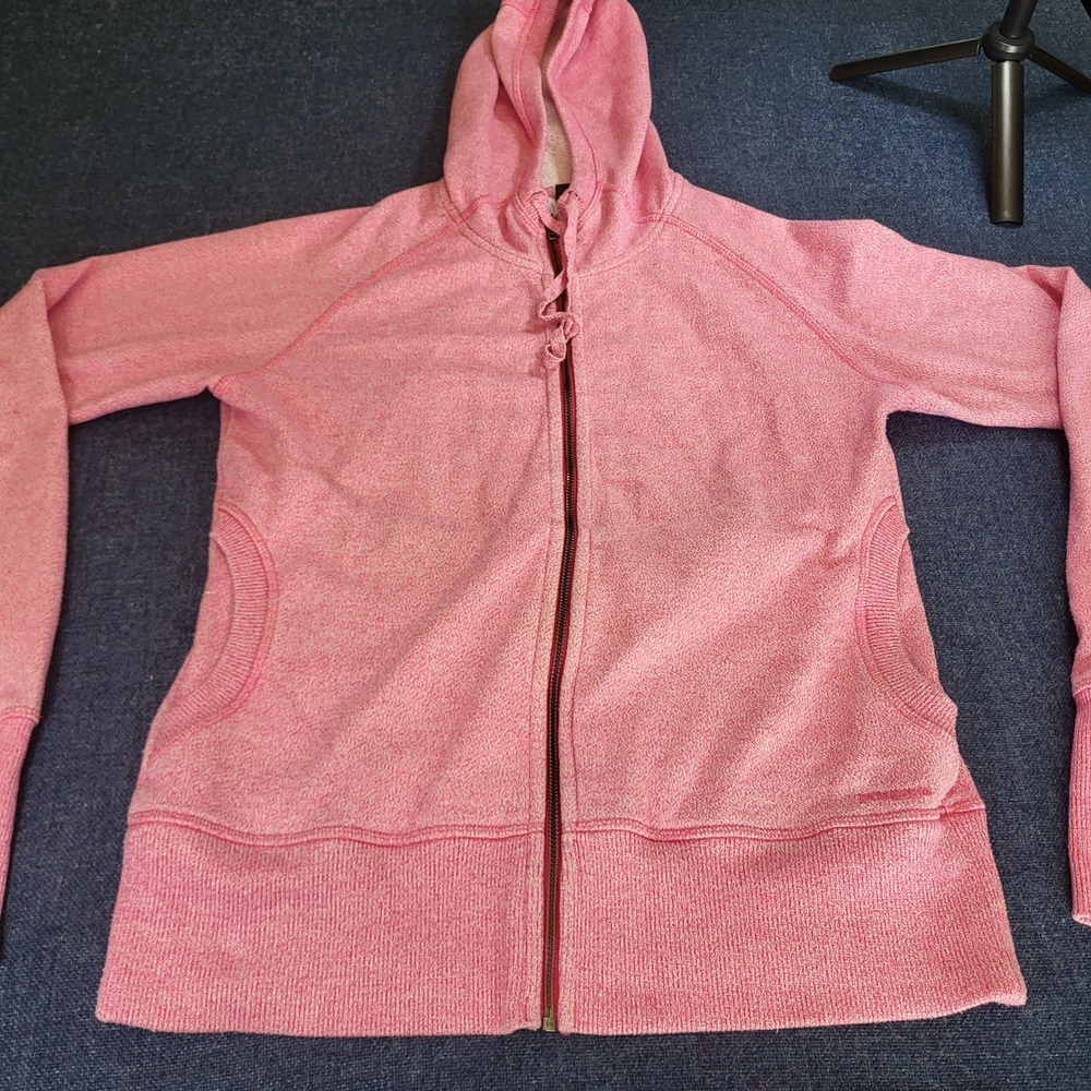 Patagonia Womens Pink Heathered Full Zip Hoodie Organic Cotton Blend Large
